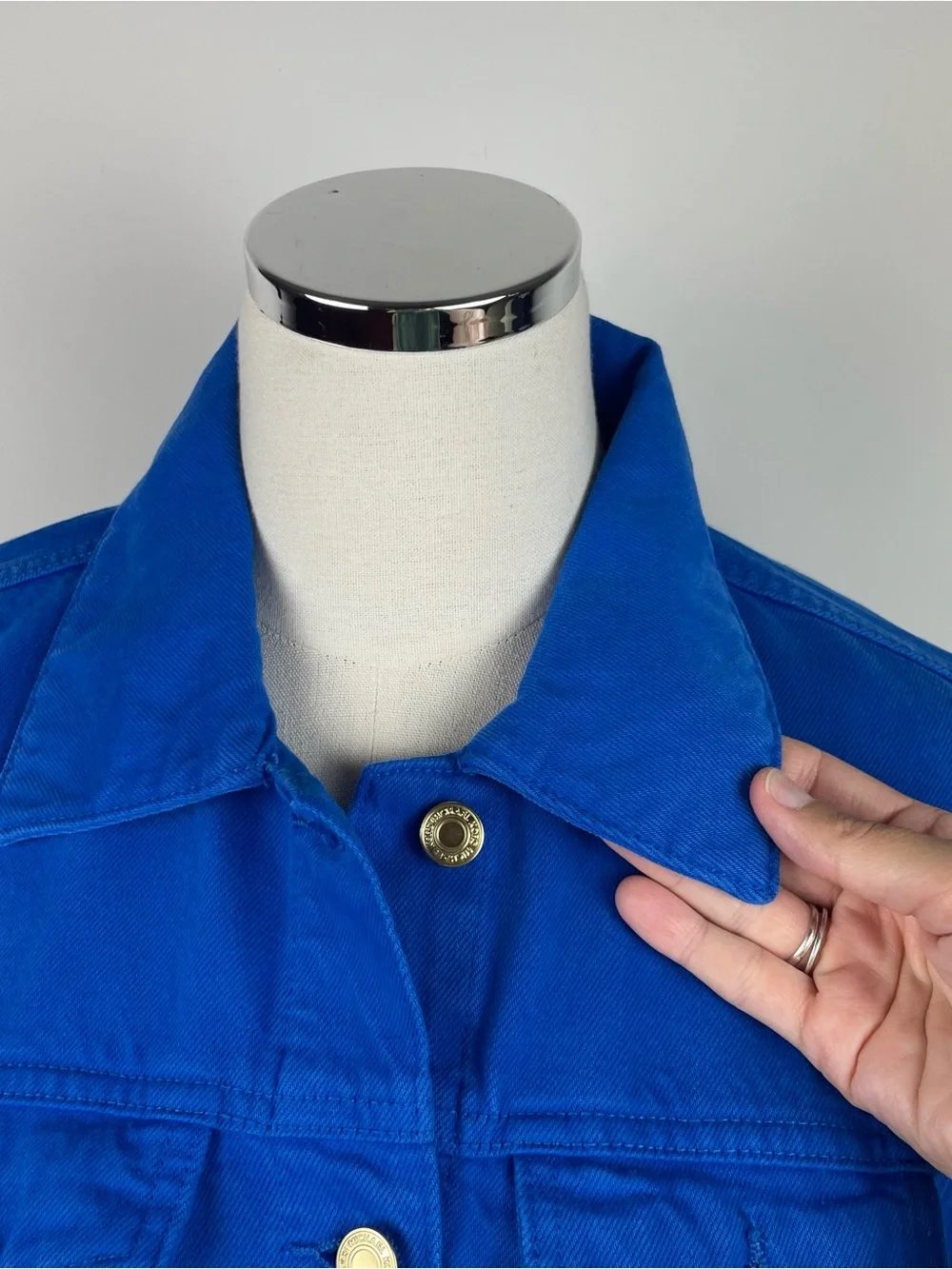 Michael Kors Royal Blue Denim Gold Button Jacket Women Large